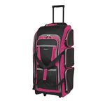 Travelers Club Xpedition 30 Inch Multi-Pocket Upright Rolling Duffel Bag, Hot Pink, 30" Suitcase, Xpedition 30 Inch Multi-Pocket Upright Rolling Duffel Bag