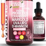 VBiotic Vaginal Probiotic for Women Liquid Drops | Womens Probiotics | Cranberry Uva Ursi Horsetail D-Mannose Prebiotics Marigold & Black Cohosh Vaginal Health Supplement | pH Balance | By Clean Nutra