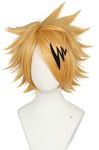 Linfairy Game Blonde Wig Costume Halloween Cosplay Wigs For Men with Hairpin