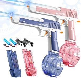 2 Pack Electric Water Pistol Guns for Adults & Kids, Up to 30 FT Long Range Squirt Guns 450CC+60CC Water Gun Summer Pool Beach Party Girls Children Kids