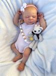 Anano Full Body Silicone Reborn Baby Girl with Pacifier Chains 18 Inch Squishy All Silicone Baby Doll Reborn Dolls Silicone Full Body New Born Baby Dolls Realistic Reborn Babies for Kids 3+