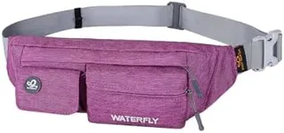 WATERFLY Fanny Pack for Women Men Water Resistant Small Waist Pouch Slim Belt Bag with 4 Pockets for Running Travelling Hiking Walking Lightweight Crossbody Chest Bag Fit All Phones