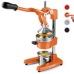 Eurolux Cast Iron Citrus Juicer | Extra-Large Commercial Grade Manual Hand Press | Heavy Duty Countertop Squeezer for Fresh Orange Juice (Bonus Stainless Steel Cup) (Orange)