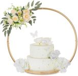 Hanobe Gold Cake Stand for Wedding: 11.6 Inch Round Arch Cupcake Display Stands with Wood Base Decorative Metal Hoop Centerpiece Decor for Party Birthday Baby Shower