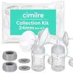 Cimilre 24MM Breast Milk Collection Kit, Double Pumping Breast Milk Collector Kit to Store Breast Milk, Includes Breast Shields, Valves, Backflow Protectors & Bottles