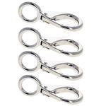 MroMax 4Pcs Fixed Eye Hook 316 Stainless Steel 1# Carabiner Lock Boat Clip Hook for Outdoor Sports Hanging Key Silver Tone