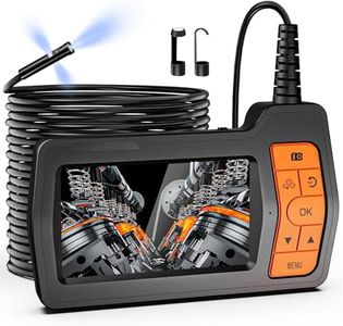 TURNRISE Triple Lens Inspection Camera 1080P: 50FT Semi-Rigid Cable Endoscope with Light - Industrial Borescope with 5" IPS HD Screen - Waterproof Snake Drain Camera for Sewer Pipe Engine