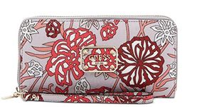 GUESS Men Faux Leather Boxed Ophelia Large Zip Around Wallet (Rose Multi), Pink