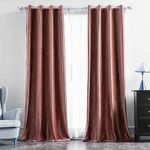 AMI CREATION Blackout Velvet Plain Curtains for Door Living Room Bedroom Hall Room Darkening Curtain, 10 Feet Long, Dusty Rose, Set of 2