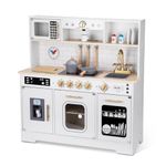 OOOK Kids Play Kitchen Set, Kitchen Set for Kids with Plenty of Play Features,Sink,Oven,Range Hood,Stove,Dishwasher,Coffee Maker,ice Maker and Microwave