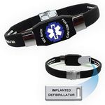 "Implanted Defibrillator" Medical Alert ID Bracelet for Men and Women