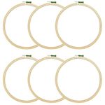 Asian Hobby Crafts 6 Pieces 10 Inch Wooden Embroidery Hoop Ring Frame, Adjustable Cross Stitch Embroidery Circle Hoop, Pack of 6 Wooden Embroidery Frame, Embroidery Art Wooden Hoop Art Supply