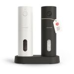 LARS NYSØM Electric Salt and Pepper Grinder Set, USB Rechargeable, Automatic Salt and Pepper Mills, Spice Shakers Refillable with LED Light, Adjustable Coarseness, Ceramic Grinder (Black/White)