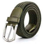 ZORO Stretchable Woven Fabric Belt For Men & Women, Fits On Upto 40 Inches Waist Size, Hole Free Design - Green