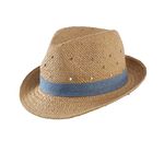 LLmoway Kids Summer Straw Hat for Baby Infant Toddler Boys Fedora Beach Sun Hat, Brown, 1-2T