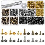 Mesee Leather Rivets Kit, 420 Set Double Cap Rivet Tubular Metal Studs with Setting Tools for DIY Leather Craft Clothes Shoes Bags Belts Repairs Decoration, 3 Sizes 4 Colors