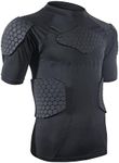 Men's Sports Shock Rash Guard Compression Padded Shirt Soccer Basketball Protective Gear Chest Rib Guards (Large)