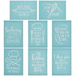 YeulionCraft Self-Adhesive Silk Screen Printing Stencil Kitchen Theme Mesh Transfers for DIY Pillow Fabric Painting Decoration Chalkboards Wood Ceramic, 8PCS