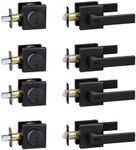 Exterior Door Lock Set with Deadbolt, Front Door Handle Set with Deadbolt, Door Levers Single Cylinder Deadbolt Set, Keyed Alike Heavy Duty Keyed Entry Handles Locksets,(Matte Black,4Pack)