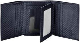 Stealth Mode Carbon Fiber Trifold Rfid Wallet For Men With Flip Out Id Holder (Carbon Fiber)