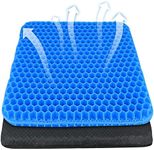 Gel Seat Cushion - Double Thick Honeycomb Cushion with Cloth Cover, Ergonomic & Cooling Design for Office Chair, Car, Wheelchair (42 x 35 x 3.5 cm)