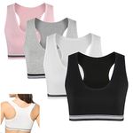 MANJIAMEI Cami Active Racerback Training Bras for Girls 10-12 Sports Bras 4 Pack