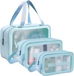 KUKLAR Washbag Pouch Bag for Home & Travel, Toiletry Bag for, Brushes, Accessories Set of 3 (Sky Blue)