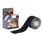 Tmax Waterproof Kinesiology Tape | Athletic Sports Tape for Injury, Muscle Support, Pain Relief, Joint Support and Physiotherapy (5 m * 5 cm) (Black)