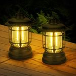 Flintronic 2PCS Camping Lantern, Retro LED Camping Lights with Rotating Dimmers, Hanging COB Brightness Tent Light for Camping, Battery Powered for Hiking, Fishing, Power Cuts(Batteries Not Included)