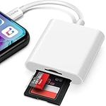 SD Card Reader for iPhone iPad, 2 in 1 Memory Card Reader Adapter, Camera Card Viewer with SD & TF card slots, Plug and Play