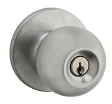 Weiser Regina Satin Chrome Front Door Knob with Lock and Key, Exterior/Interior Door Handles with Lock, Keyed Entry Door Knobs for Front Door, Bedroom, Bathroom & Office, Traditional Home Décor