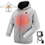 COLCHAM Heated Hoodie Soft Fleece with Battery and Charger Gray XXL