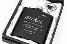 Engraved Hip Flask Gift Set, 6oz, Black/Silver, Personalized Design Options, Funnel Included (Arrow, 6oz Black)