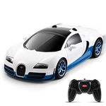 SainSmart Jr. x Rastar Bugatti Toy Car 1:24 Remote Control Bugatti Veyron Chiron Race Car, Licensed RC Hobby Model Vehicle for Boys Kids and Adults, White