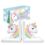 Unicorn Book Ends for Kids - Kids Bookends for Kids, Kids Book Ends for Shelves, Kids Bookends for Girls, Kid Book Ends Kids Room, Kids Bookends for Girls, Kids Book End to Hold Books, Kids Bookend