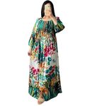 Cigain Floral Maxi Printed Rayon Full Sleeves Bobbin One Piece fit and Flare Dress tie dye Pattern Comfy Night Wear Gown for Women Multi-Colour (in, Alpha, 2XL, Plus, Plus Size, Green)