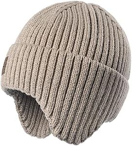 Baby Beanie Fleece Lined Toddler Winter Hat with Ear Flaps Little Girls Boys Warm Hats Cute Beanies for Kids Smoke Grey