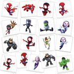 34 Pcs Spider Party Favors Temporary Tattoo Stickers, Spider Birthday Party Supplies Removable Skin Safe Characters Tattoo Sticker for Kids Gift