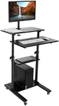 Mount-It Mobile Stand Up Desk / Height Adjustable Computer Work Station Rolling Presentation Cart With Monitor Arm (MI-7942B), Black