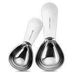 Stainless Steel Coffee Measuring Scoop Set, 1 Tbsp & 2 Tbsp Exact, Reusable Spoon for Coffee, Milk Powder, Fruit Powder, Seed, Spices - 2 Pack