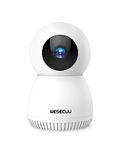 WESECUU Indoor Security Camera, 2.4Ghz WiFi Dog Pet Camera with Phone App EseeCloud, 360 Pan Tilt Baby Monitor Camera Surveillance Interieur Motion Sensor Night Vision 2-Way Audio Works with Alexa