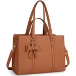 NEWHEY Laptop Tote Bags for Women 15.6 Inch Ladies Leather Laptop Handbags Designer Office Shoulder Bag Womens for Work School Business Shopping Brown