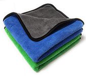 Auto Hub Heavy Microfiber Cloth for Car Cleaning and Detailing, Double Sided, Extra Thick Plush Microfiber Towel Lint-Free, 800 GSM (Size 40cm x 40cm)/Pack of 2, Multicolour