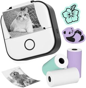 Ponek Mini Sticker Printer - T02 Mini Printer Sticker Maker, Print Pod Sticker Maker Machine with 3-Roll Paper, Thermal Portable Sticky Note Maker for Journal, Photos, Notes, Diagrams