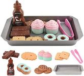 ELitao Cookie Play Food Set, Play Food for Kids Kitchen - Toy Food Accessories - Toy Foods with Play Baking Cookies and Cupcakes Plastic Food for Pretend Play, Kids Toddler Childrens Birthday Gifts