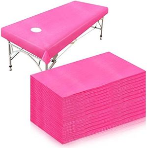 30 Pieces Massage Table Sheets Disposable Bed Table Cover Spa Bed Covers Non-woven Massage Table Cover Flat and Fitted Sheets for Massage Table Waterproof 31 x 79 Inches Large Lash Bed Cover (Pink)