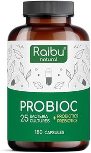 Probiotics & Prebiotics - 25 Bacterial Cultures - 180 Probiotic Complex Capsules - 60 Billion CFU - Lactobacillus Acidophilus & Bifidobacterium - Probiotics for Gut Health - No additives & Vegan