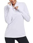 Tanst Sky UV Protection Clothing Women, Ladies Winter Quarter Zip Athletic UPF 50+ Sun Shirts Long Sleeve Loose Fit Quick Dry Water Proof Going Out Workout Yoga Golf Pullover Tops White XL