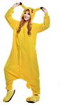 Wanziee Unisex Costume Anime Animal Cosplay Hoodie Onesie Adult Pajamas Anime Dress Up Cartoon Party Halloween Sleepwear with Pockets (as8, alpha, m, regular, regular) Yellow