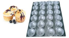 Best Baking Utensils Aluminium Muffin/Cupcake/Brownies Baking Mould Tin Pan Tray (24 Slot/Cavity) for 60 Litre Oven Silver